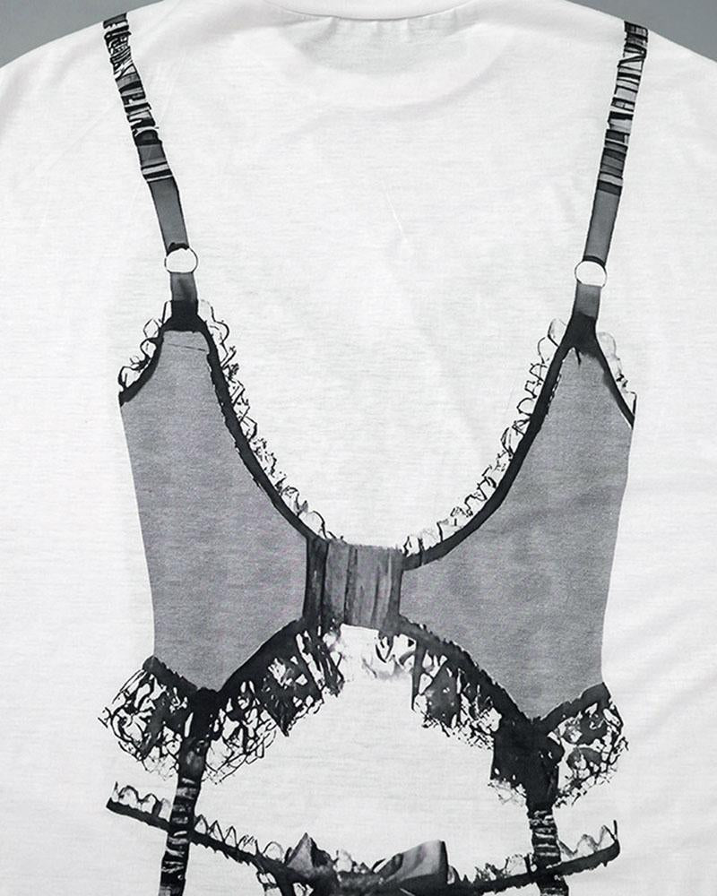 Bikini Lace Print Oversized T-shirt