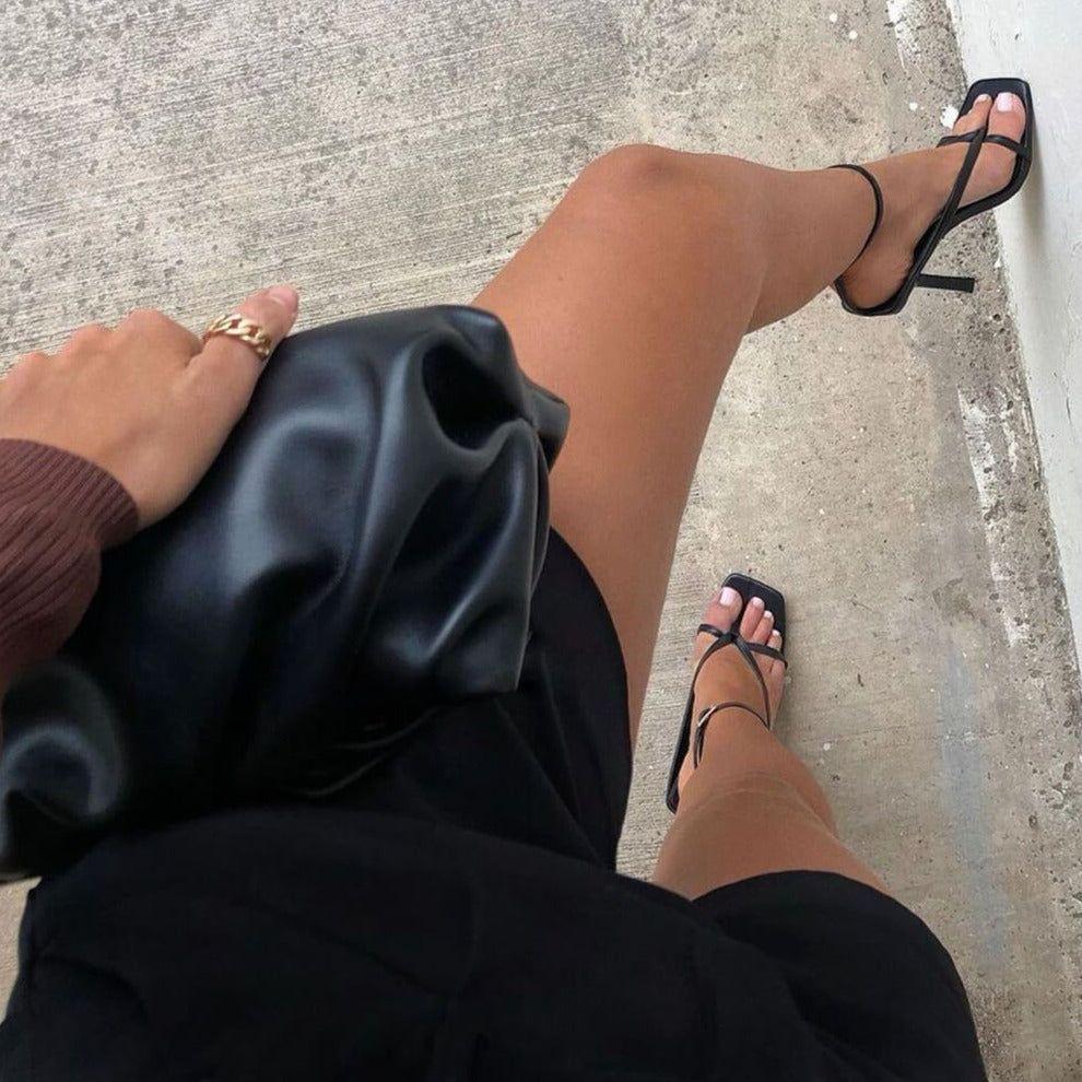 Midnight Square Toe Stiletto Heel Sandals