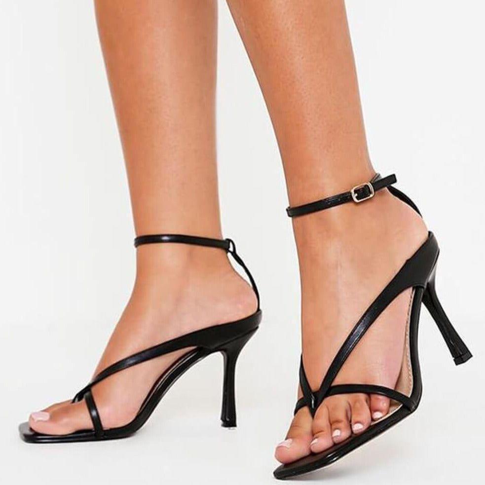 Midnight Square Toe Stiletto Heel Sandals