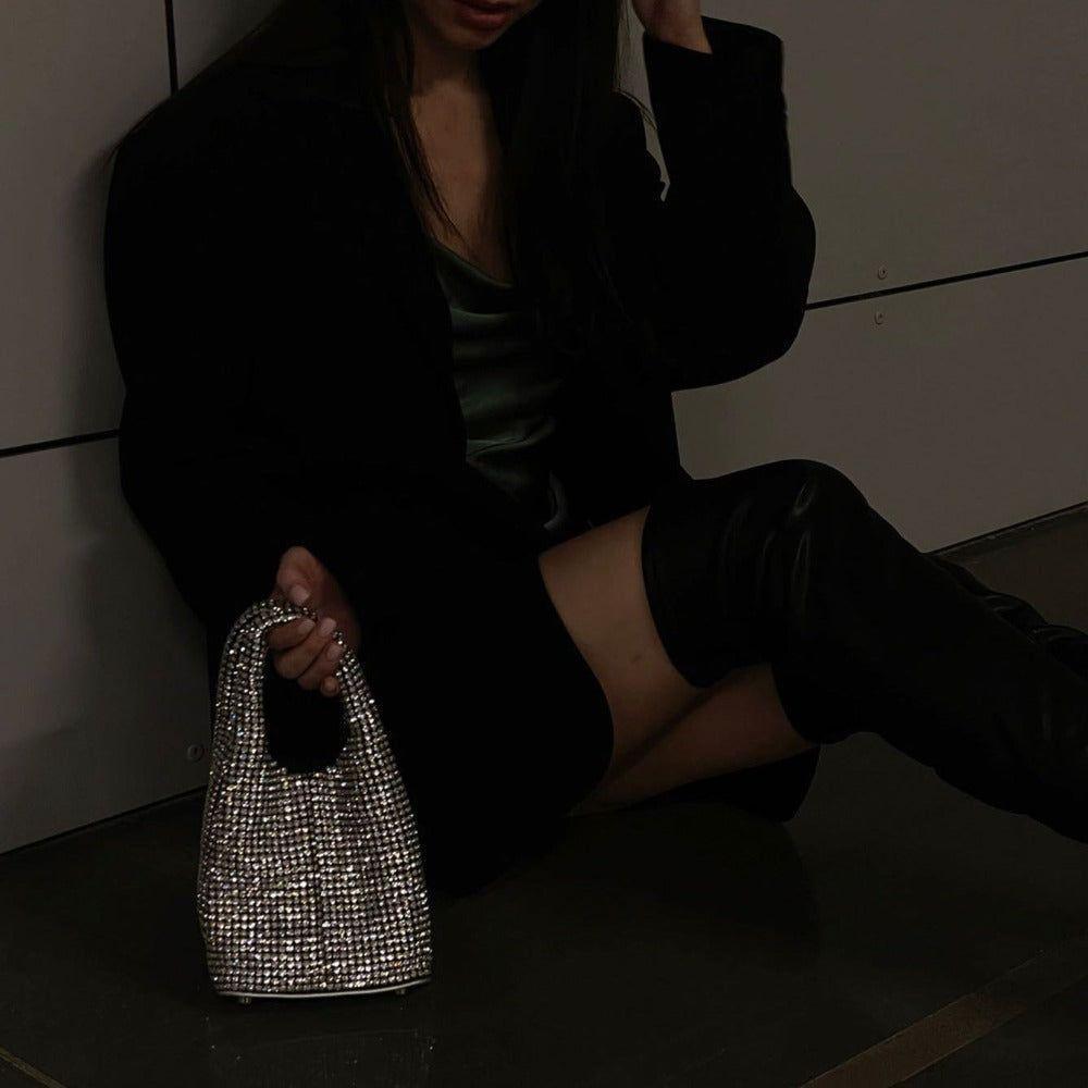 Diamond Flirt Rhinestone Sparkle Bucket Bag