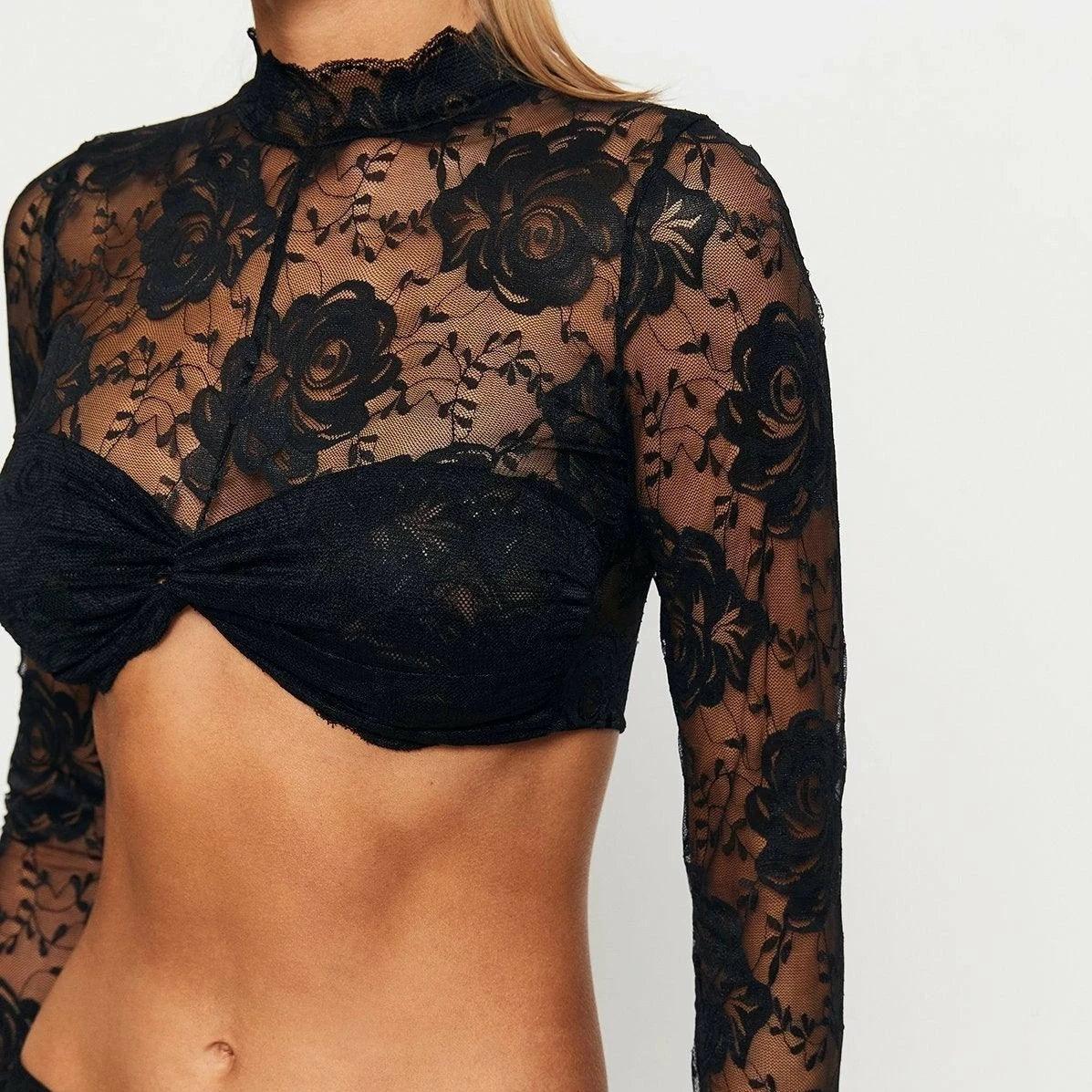 By My Side Floral Lace Crop Top