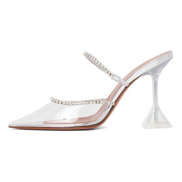 Out Out Crystal Embellished Satin Heels