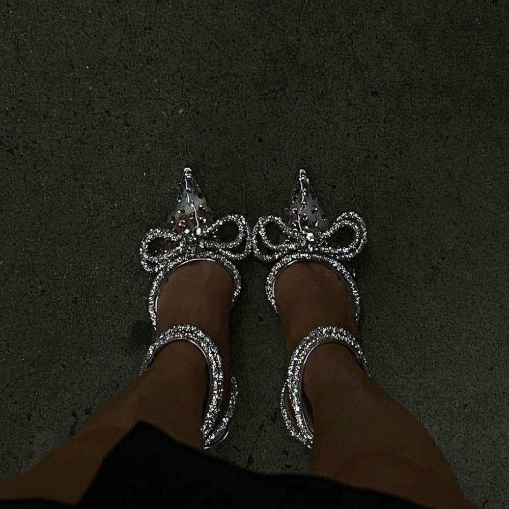 Showstopper Double Bow Crystal Embellished Heels