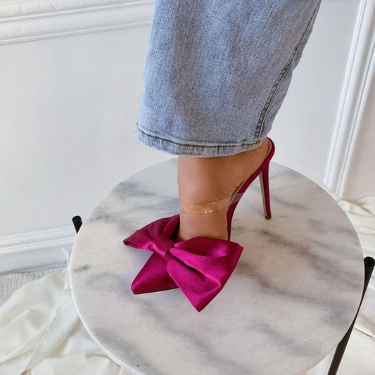 Longshot Big Bow Satin Stiletto Heels