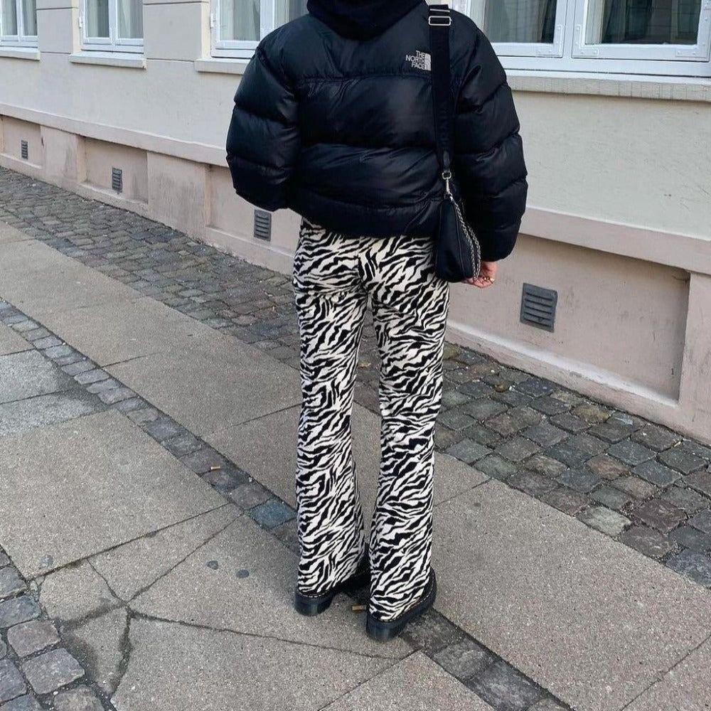 Chocolate High Waist Zebra Print Pants