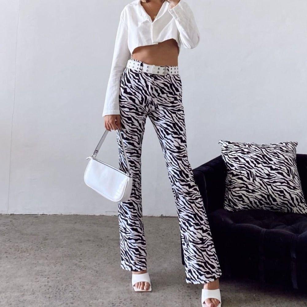 Chocolate High Waist Zebra Print Pants