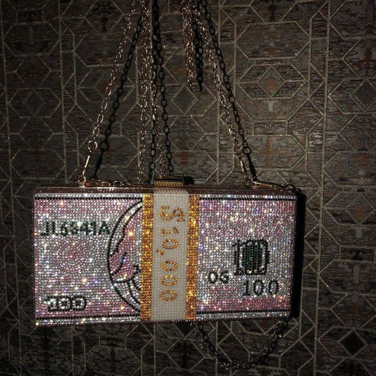 Money On My Mind Rhinestone Sparkle Clutch
