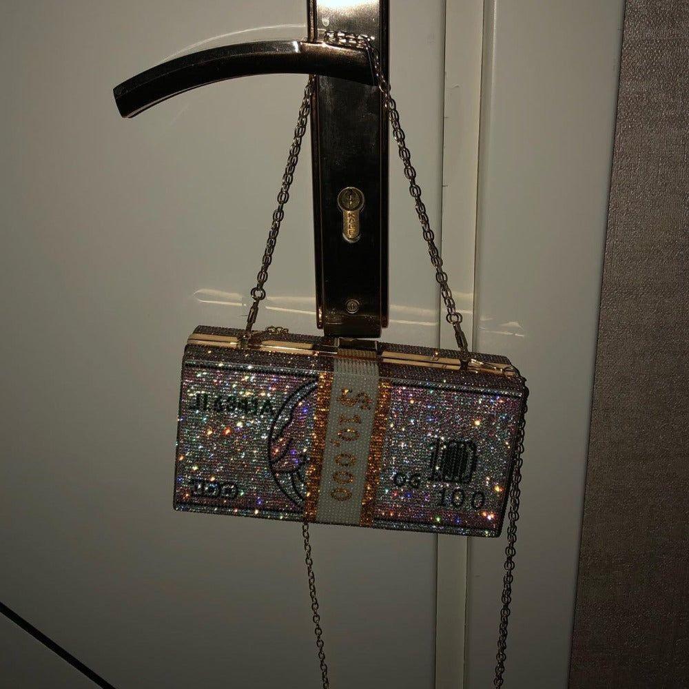 Money On My Mind Rhinestone Sparkle Clutch
