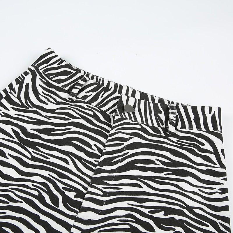 Chocolate High Waist Zebra Print Pants