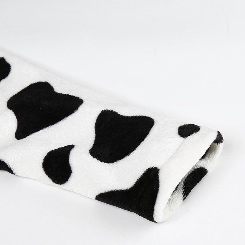 Alvina Cow Pattern Plush Jacket