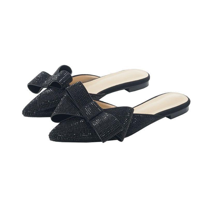 Amelia Oversized Bow Glitter Slippers