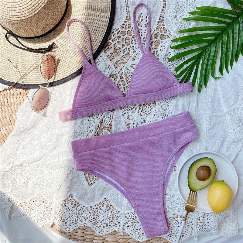 Lara Rib High Waist Triangle Bikini