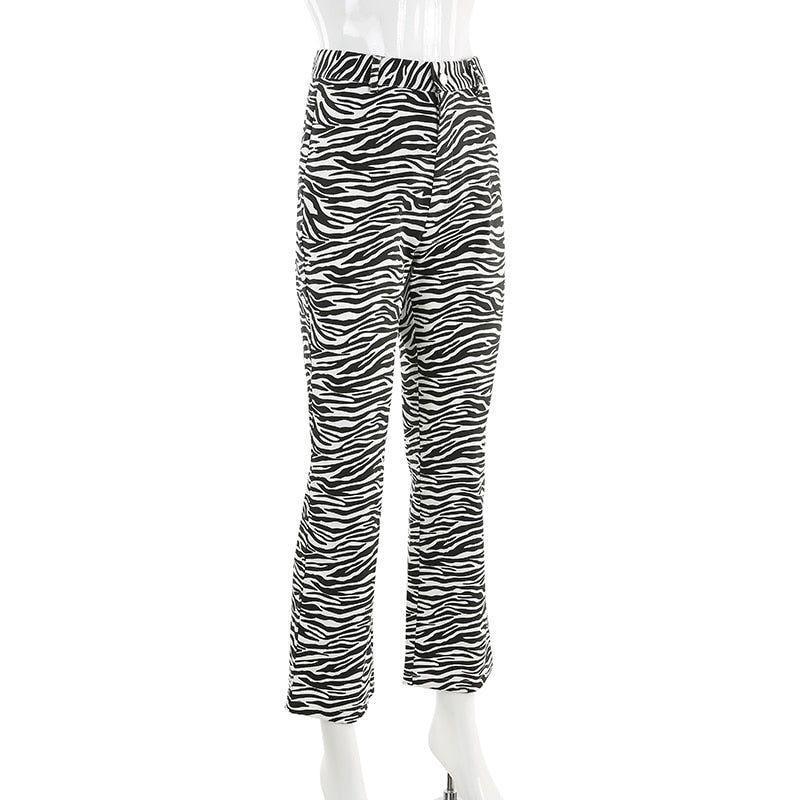 Chocolate High Waist Zebra Print Pants