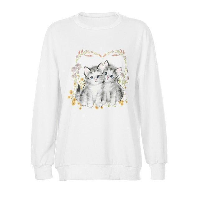 Malina Kitty Flower Print Vintage Sweatshirt