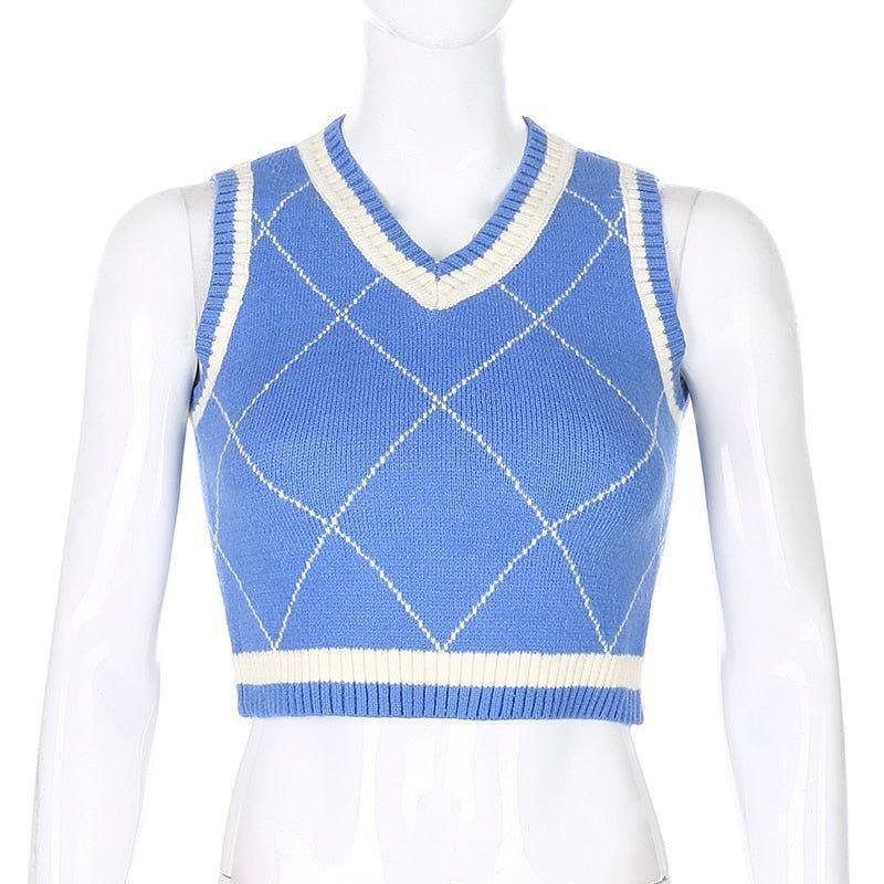 Elvira V-Neck Knitted Cropped Vest