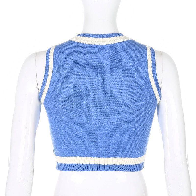 Elvira V-Neck Knitted Cropped Vest