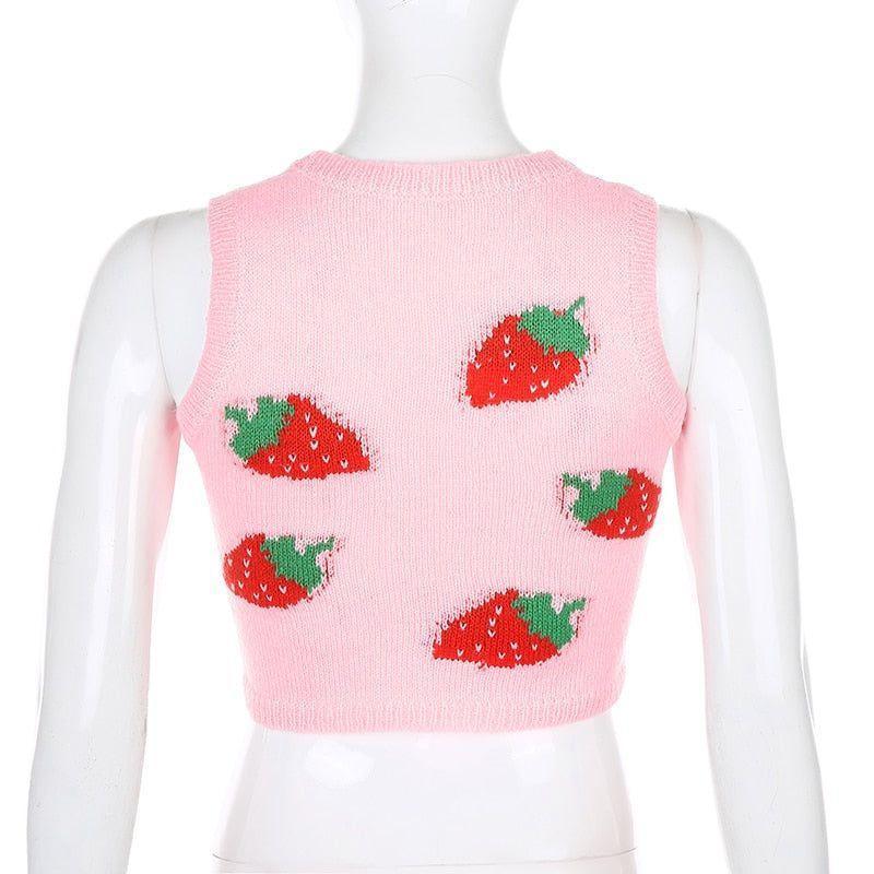 Strawberry Milkshake Cropped Knitted Vest