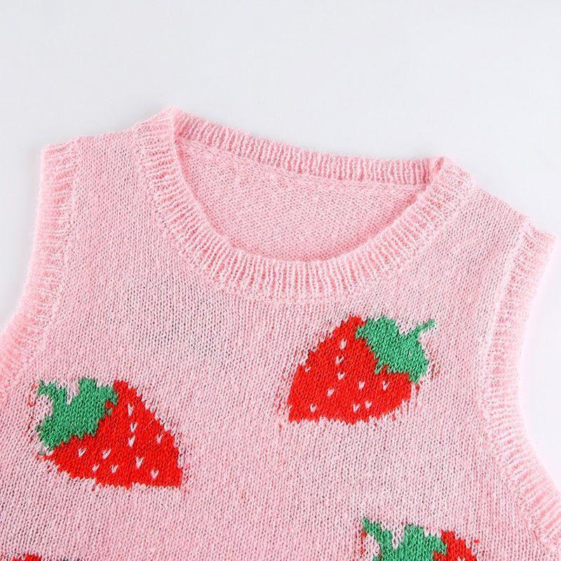 Strawberry Milkshake Cropped Knitted Vest