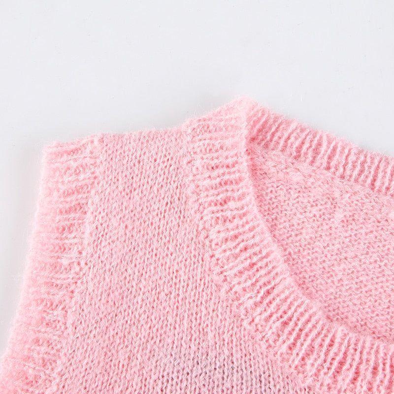 Strawberry Milkshake Cropped Knitted Vest