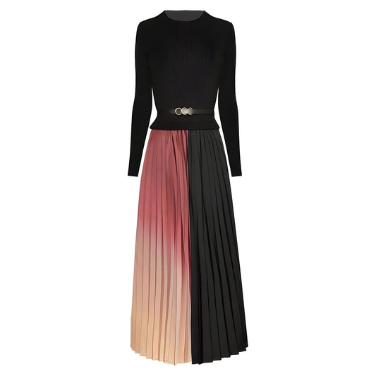 The Luna Long Sleeve Pleated Dress