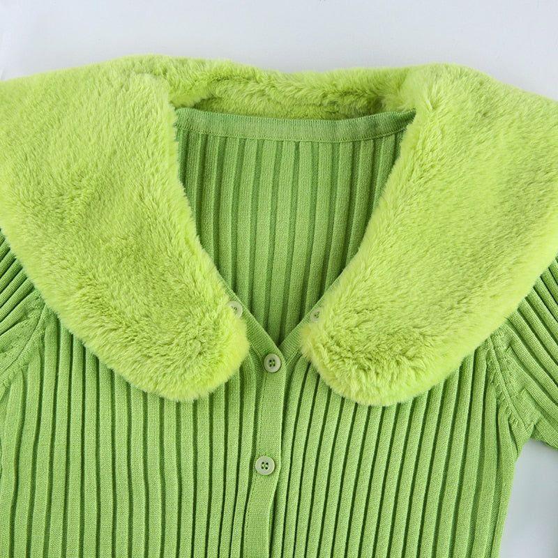 Freya Feather Collar Ribbed Cardigan