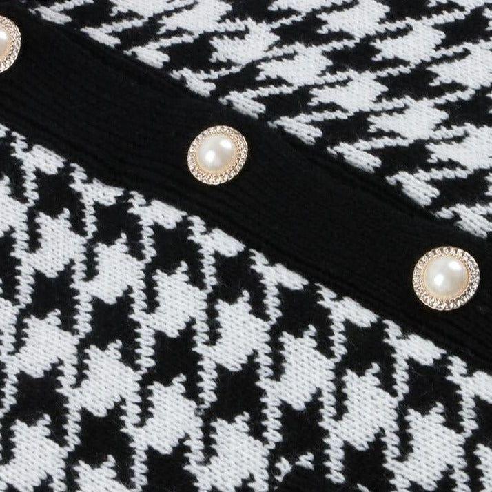 Killa Houndstooth Pattern Button Cardigan