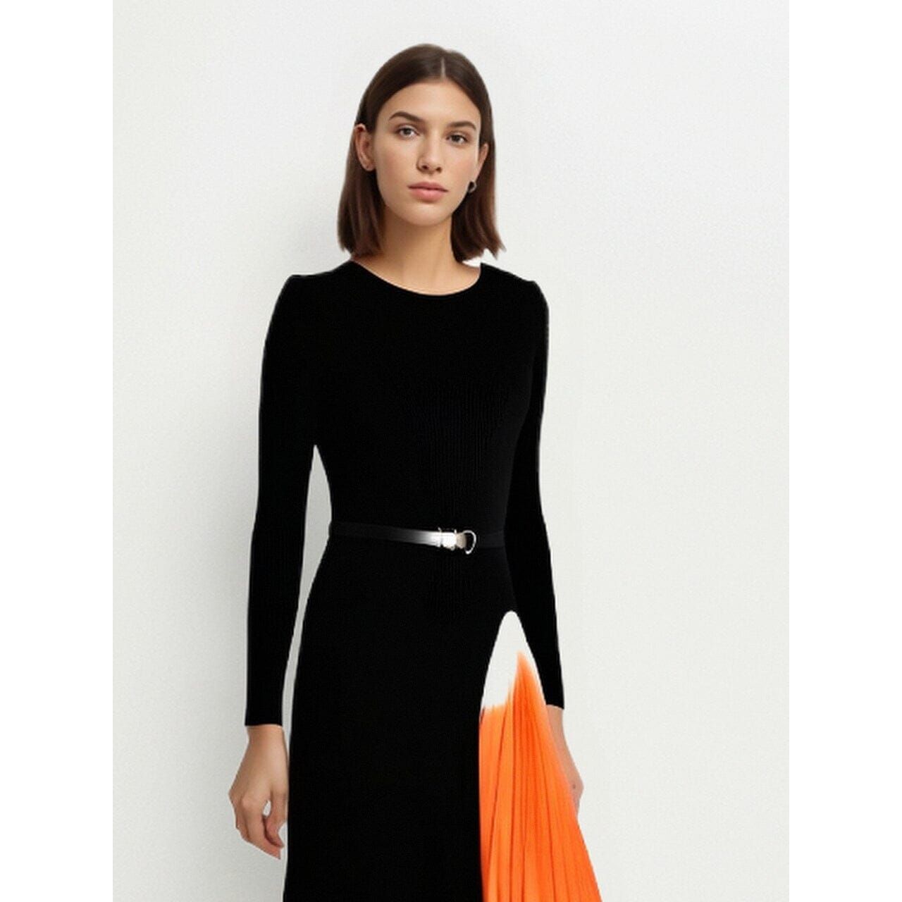 The Ava Long Sleeve Pleated Dress