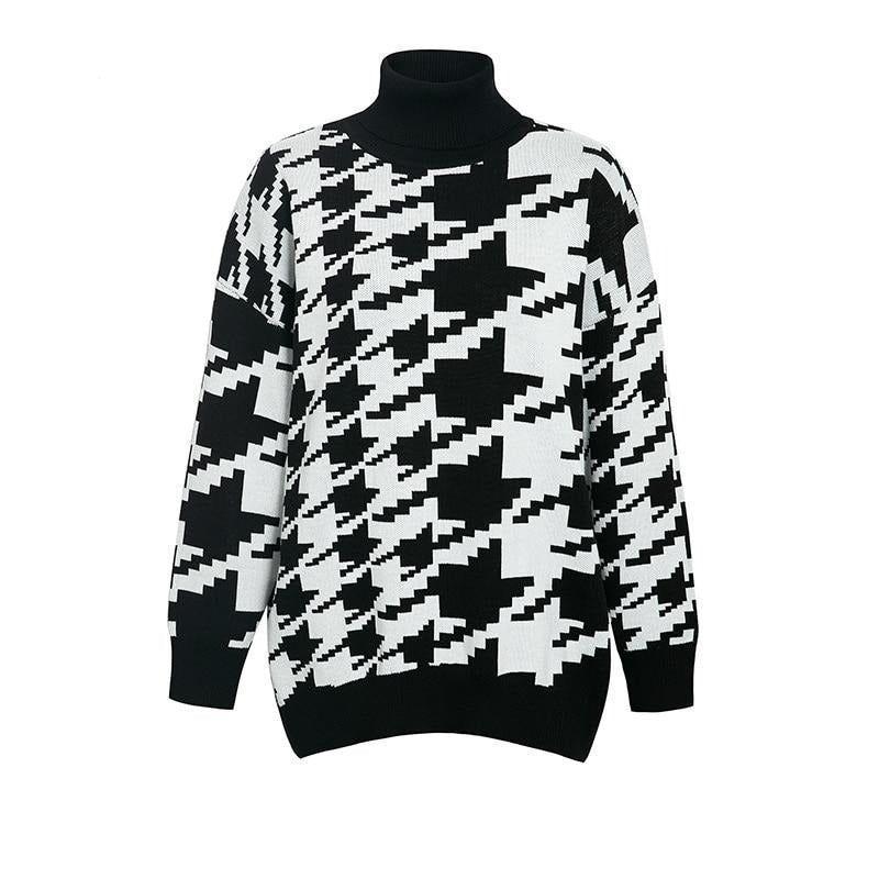 Madisyn Houndstooth Pattern Knit Sweater