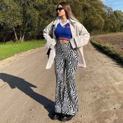 Priscilla Animal Print High Waisted Flare Pants