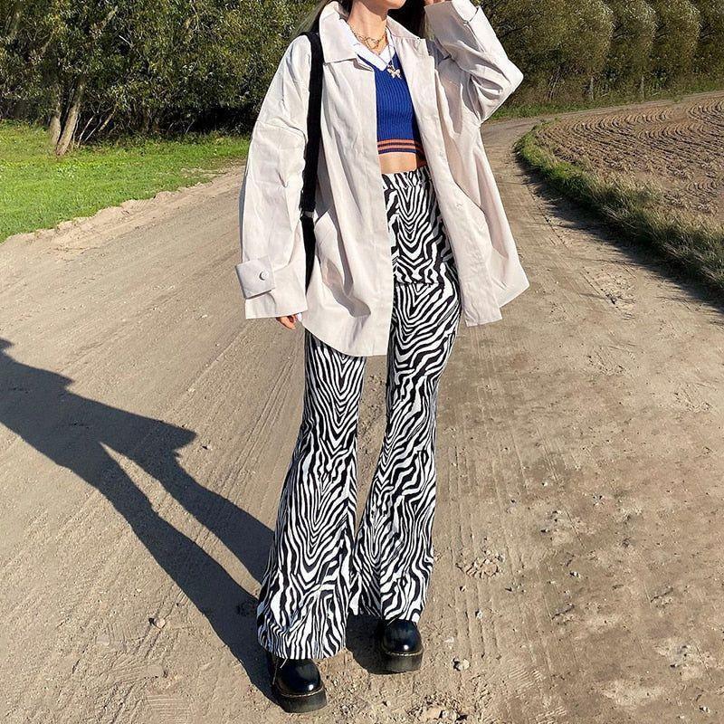 Priscilla Animal Print High Waisted Flare Pants