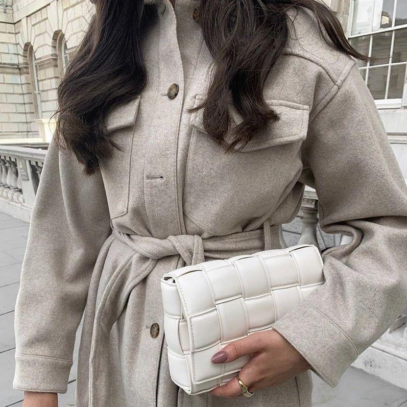 Shadya Belted Wool Shirt Coat