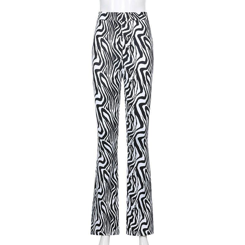 Priscilla Animal Print High Waisted Flare Pants