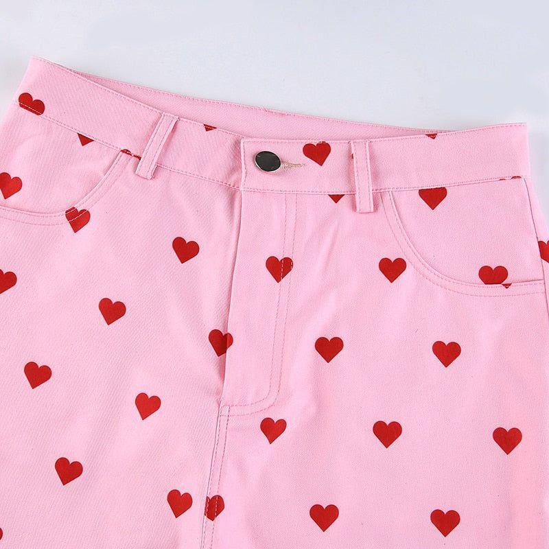 Henny Heart Print High Waist Pants