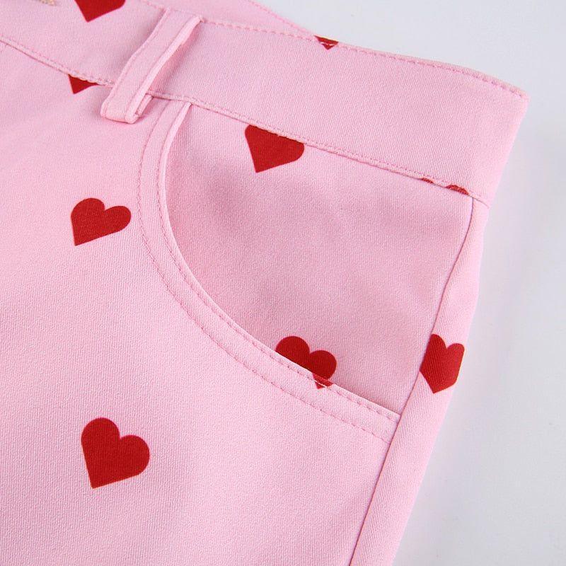 Henny Heart Print High Waist Pants