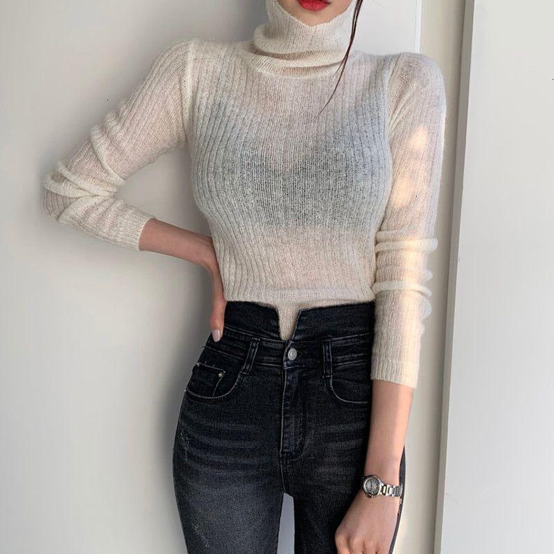 Brandy Turtleneck Ribbed Knit Crop Sweater