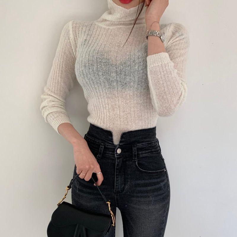 Brandy Turtleneck Ribbed Knit Crop Sweater