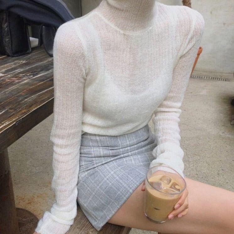 Brandy Turtleneck Ribbed Knit Crop Sweater