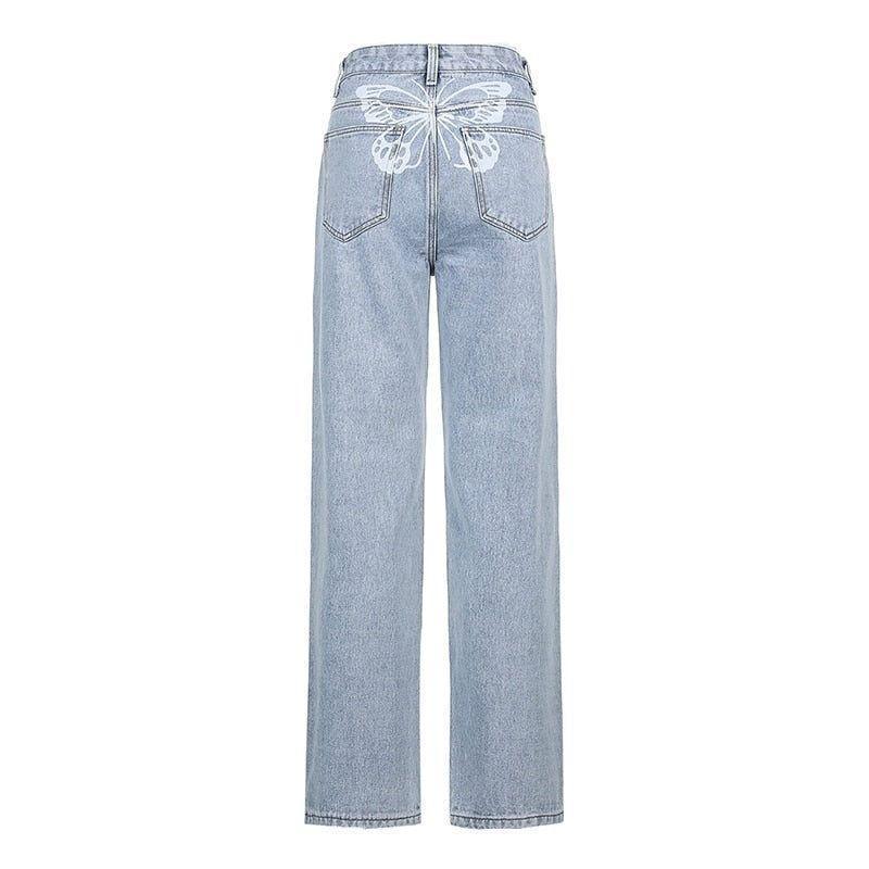 Nikolett Butterfly Loose Straight Jeans