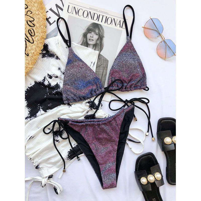 Jordan Glitter Front Tie Bikini Set