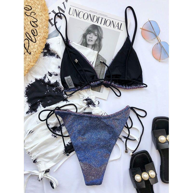 Jordan Glitter Front Tie Bikini Set