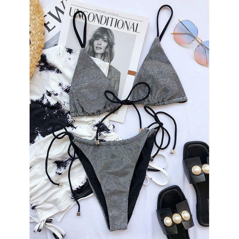 Jordan Glitter Front Tie Bikini Set