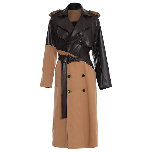 The Espresso Long Sleeve Spliced Trenchcoat