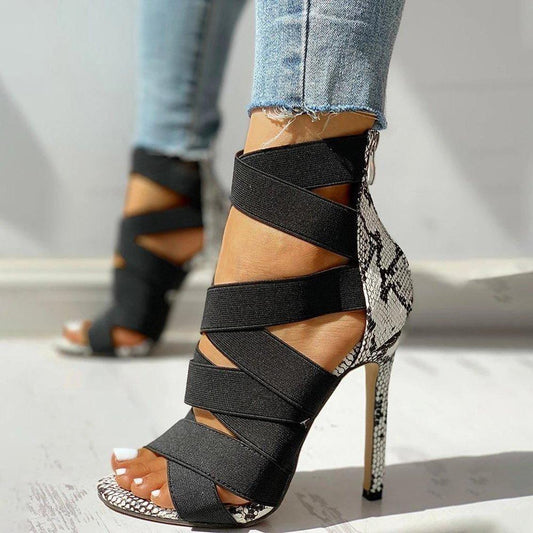 Cheeky Lace-Up Bandage Snake Heels