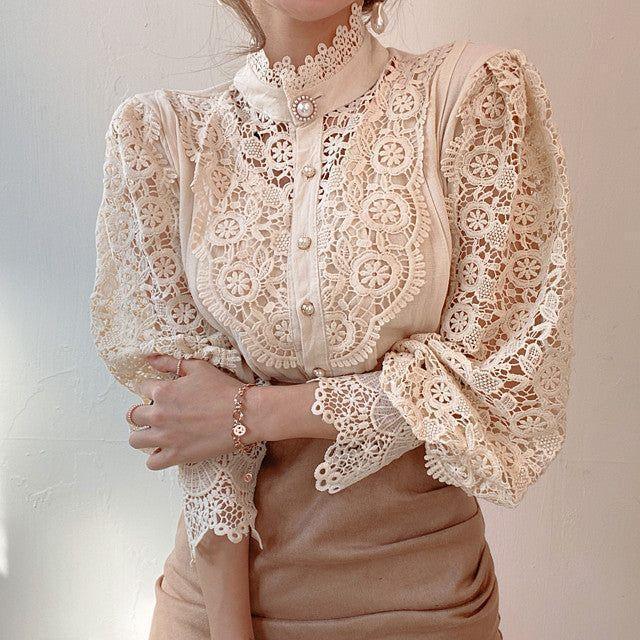 Blooms Love Lace Long Sleeve Blouse