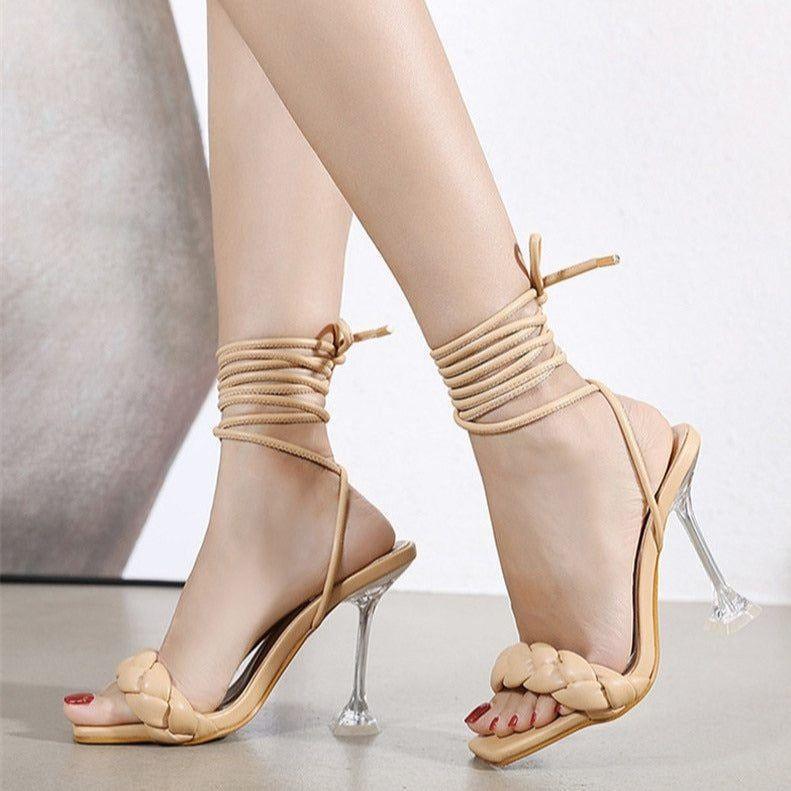 Splash Lace Up Transparent High Heels