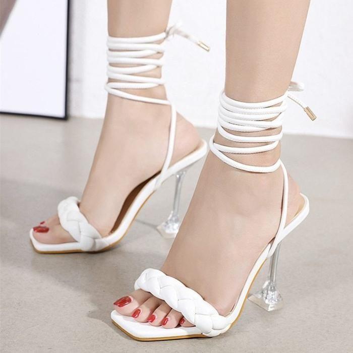 Splash Lace Up Transparent High Heels