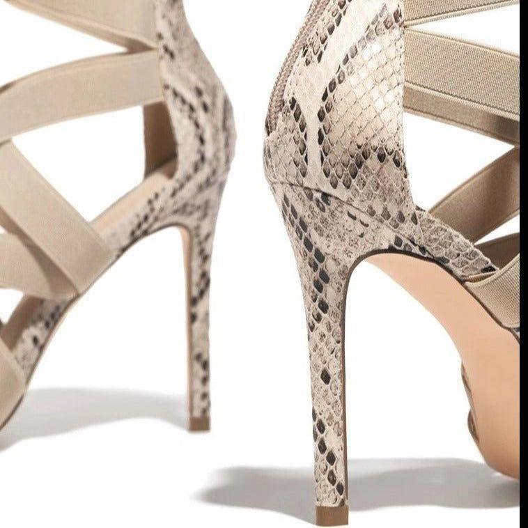 Cheeky Lace-Up Bandage Snake Heels