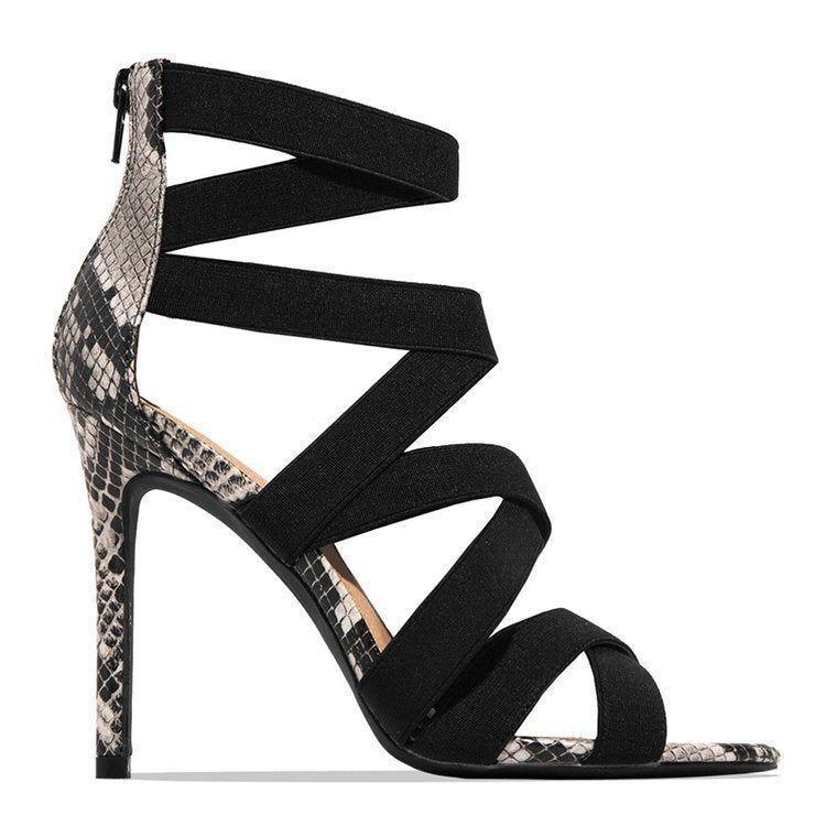 Cheeky Lace-Up Bandage Snake Heels