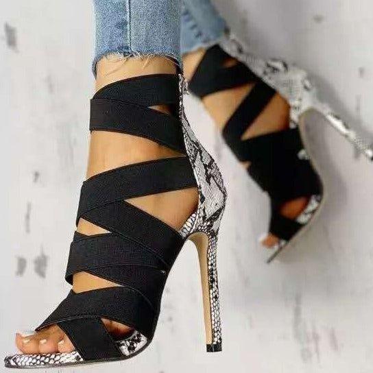 Cheeky Lace-Up Bandage Snake Heels