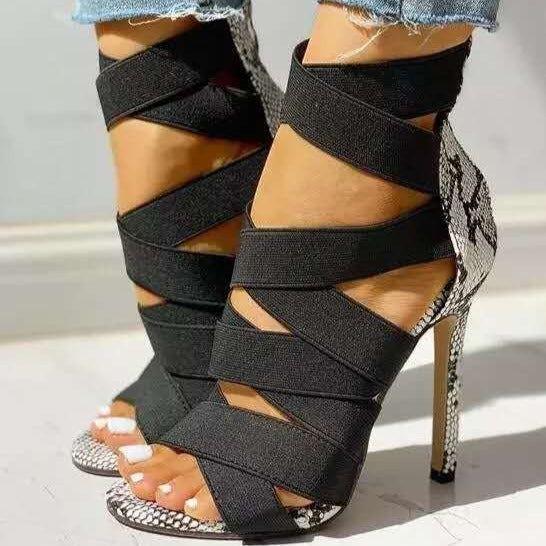 Cheeky Lace-Up Bandage Snake Heels